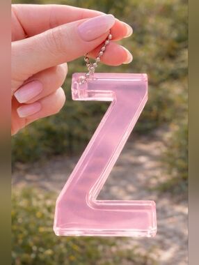 Handmade Pink Resin Letter Z Keychain Cute Aesthetic Gift Bag Charm